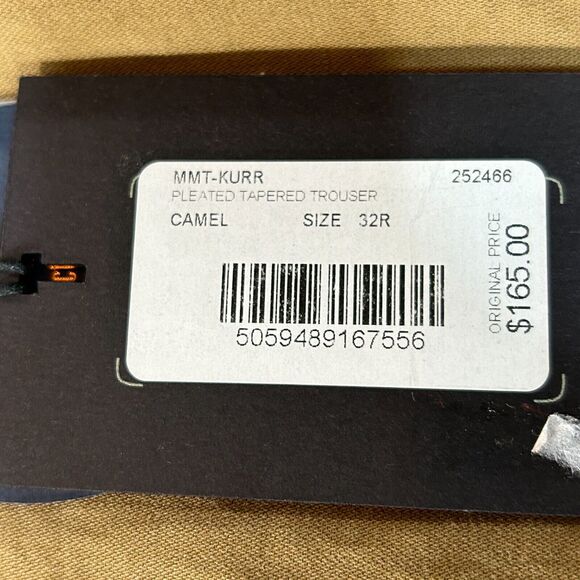 Ted Baker Pleated Tapered Trouser MMT-KURR Ultra Soft Camel Men's 32R NWT - Picture 11 of 12